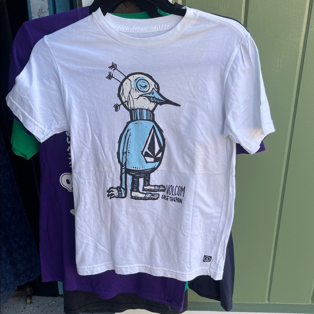 Volcom Kids White and Blue Graphic Tee